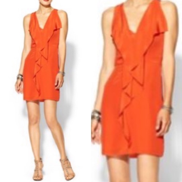 GREYLIN anthro orange racerback ruffle front dress. size M D/A187/7 - Picture 1 of 4